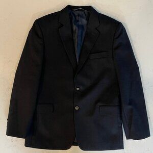 Nordstrom Notch Collar Wool Poly Blend 2 Button Lined Blazer Navy Sz 16R